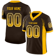 Load image into Gallery viewer, Custom Brown Gold-White Mesh Drift Fashion Football Jersey
