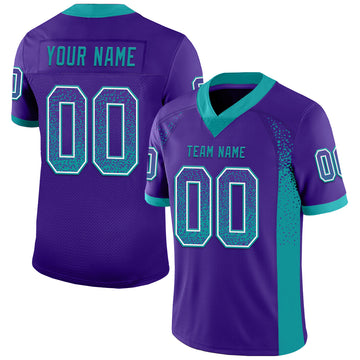 Custom Purple Teal-White Mesh Drift Fashion Football Jersey