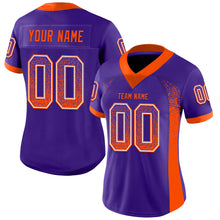 Load image into Gallery viewer, Custom Purple Orange-White Mesh Drift Fashion Football Jersey
