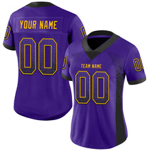 Load image into Gallery viewer, Custom Purple Black-Gold Mesh Drift Fashion Football Jersey
