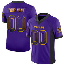 Load image into Gallery viewer, Custom Purple Black-Gold Mesh Drift Fashion Football Jersey
