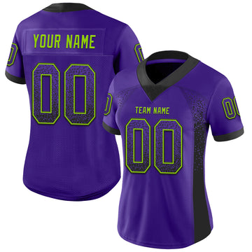 Custom Purple Black-Neon Green Mesh Drift Fashion Football Jersey