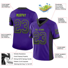 Load image into Gallery viewer, Custom Purple Black-Neon Green Mesh Drift Fashion Football Jersey
