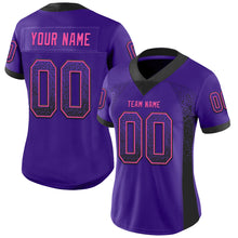 Load image into Gallery viewer, Custom Purple Black-Pink Mesh Drift Fashion Football Jersey
