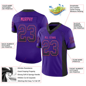 Custom Purple Black-Pink Mesh Drift Fashion Football Jersey