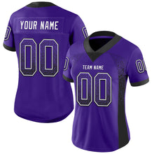 Load image into Gallery viewer, Custom Purple Black-White Mesh Drift Fashion Football Jersey
