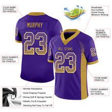 Load image into Gallery viewer, Custom Purple Old Gold-White Mesh Drift Fashion Football Jersey
