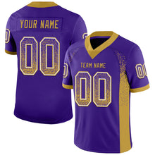 Load image into Gallery viewer, Custom Purple Old Gold-White Mesh Drift Fashion Football Jersey
