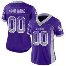 Load image into Gallery viewer, Custom Purple Gray-White Mesh Drift Fashion Football Jersey
