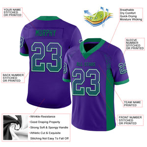 Custom Purple Kelly Green-White Mesh Drift Fashion Football Jersey