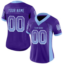 Load image into Gallery viewer, Custom Purple Light Blue-White Mesh Drift Fashion Football Jersey
