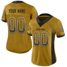 Load image into Gallery viewer, Custom Old Gold Black-White Mesh Drift Fashion Football Jersey
