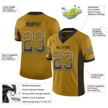 Load image into Gallery viewer, Custom Old Gold Black-White Mesh Drift Fashion Football Jersey
