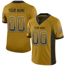 Load image into Gallery viewer, Custom Old Gold Black-White Mesh Drift Fashion Football Jersey
