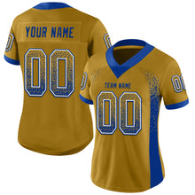 Load image into Gallery viewer, Custom Old Gold Royal-White Mesh Drift Fashion Football Jersey
