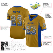 Load image into Gallery viewer, Custom Old Gold Royal-White Mesh Drift Fashion Football Jersey
