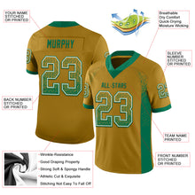 Load image into Gallery viewer, Custom Old Gold Kelly Green-White Mesh Drift Fashion Football Jersey
