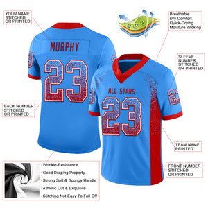 Custom Powder Blue Red-White Mesh Drift Fashion Football Jersey