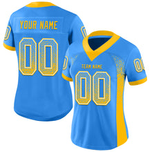 Load image into Gallery viewer, Custom Powder Blue Gold-White Mesh Drift Fashion Football Jersey
