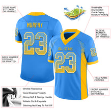 Load image into Gallery viewer, Custom Powder Blue Gold-White Mesh Drift Fashion Football Jersey
