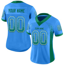 Load image into Gallery viewer, Custom Powder Blue Kelly Green-White Mesh Drift Fashion Football Jersey
