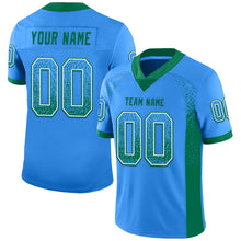 Load image into Gallery viewer, Custom Powder Blue Kelly Green-White Mesh Drift Fashion Football Jersey
