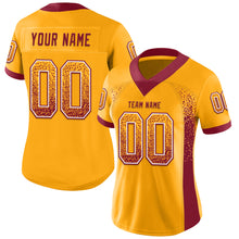 Load image into Gallery viewer, Custom Gold Crimson-White Mesh Drift Fashion Football Jersey
