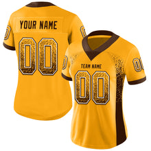 Load image into Gallery viewer, Custom Gold Brown-White Mesh Drift Fashion Football Jersey
