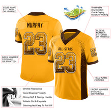 Load image into Gallery viewer, Custom Gold Brown-White Mesh Drift Fashion Football Jersey
