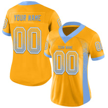 Load image into Gallery viewer, Custom Gold Powder Blue-White Mesh Drift Fashion Football Jersey
