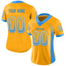 Load image into Gallery viewer, Custom Gold Powder Blue-White Mesh Drift Fashion Football Jersey
