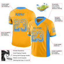 Load image into Gallery viewer, Custom Gold Powder Blue-White Mesh Drift Fashion Football Jersey
