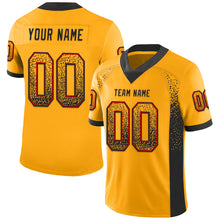 Load image into Gallery viewer, Custom Gold Black-Red Mesh Drift Fashion Football Jersey
