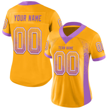 Custom Gold Medium Purple-White Mesh Drift Fashion Football Jersey