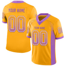 Load image into Gallery viewer, Custom Gold Medium Purple-White Mesh Drift Fashion Football Jersey
