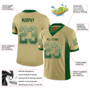 Custom Vegas Gold Green-White Mesh Drift Fashion Football Jersey