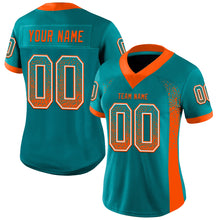 Load image into Gallery viewer, Custom Teal Orange-White Mesh Drift Fashion Football Jersey
