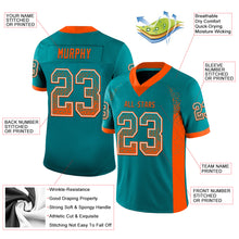 Load image into Gallery viewer, Custom Teal Orange-White Mesh Drift Fashion Football Jersey
