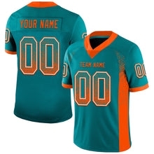 Load image into Gallery viewer, Custom Teal Orange-White Mesh Drift Fashion Football Jersey
