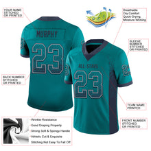 Load image into Gallery viewer, Custom Teal Navy-Gray Mesh Drift Fashion Football Jersey
