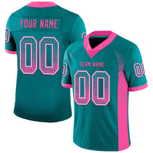 Load image into Gallery viewer, Custom Teal Pink-White Mesh Drift Fashion Football Jersey
