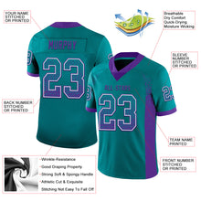 Load image into Gallery viewer, Custom Teal Purple-White Mesh Drift Fashion Football Jersey
