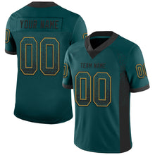 Load image into Gallery viewer, Custom Midnight Green Black-Old Gold Mesh Drift Fashion Football Jersey
