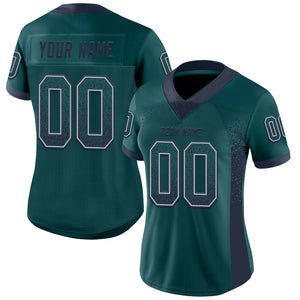 Custom Midnight Green Navy-Gray Mesh Drift Fashion Football Jersey