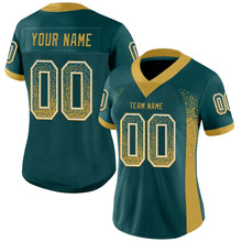 Load image into Gallery viewer, Custom Midnight Green Old Gold-White Mesh Drift Fashion Football Jersey
