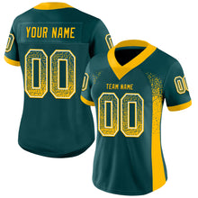 Load image into Gallery viewer, Custom Midnight Green Gold-White Mesh Drift Fashion Football Jersey
