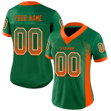 Load image into Gallery viewer, Custom Kelly Green Orange-White Mesh Drift Fashion Football Jersey
