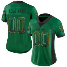 Load image into Gallery viewer, Custom Kelly Green Black-Old Gold Mesh Drift Fashion Football Jersey
