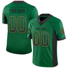 Load image into Gallery viewer, Custom Kelly Green Black-Old Gold Mesh Drift Fashion Football Jersey
