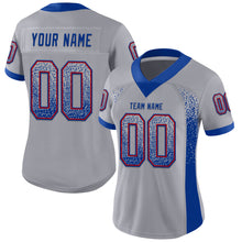 Load image into Gallery viewer, Custom Gray Royal-Red Mesh Drift Fashion Football Jersey
